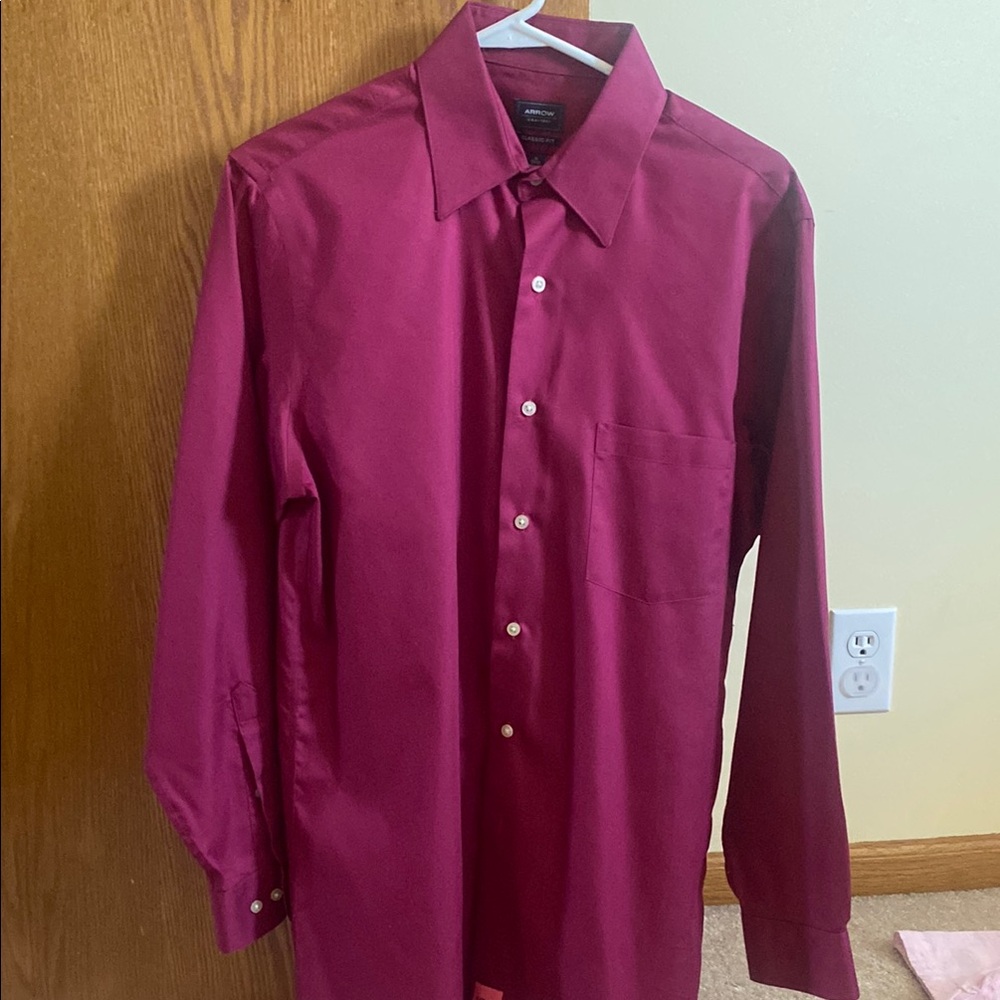 Arrow Red Dress Shirt Long-Sleeved Cotton